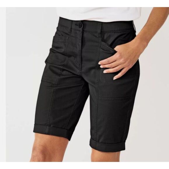 Croft & Barrow Black Bermuda Shorts Size 16 Cotton Stretch Casual Lightweight - Picture 1 of 5